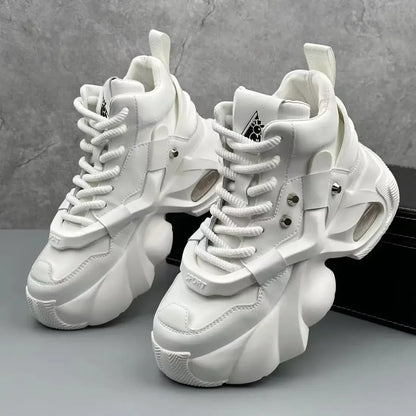 Men's Boots High Top  New Trend Wear-resistant Synthetic Leather Boots Casual Lace Up Height Increasing Fashion Boots 2025
