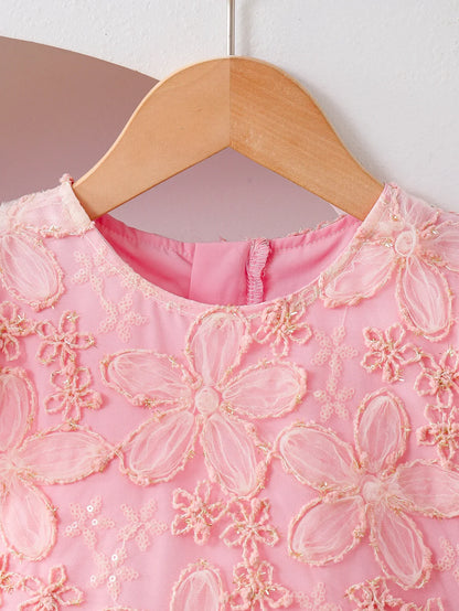 Summer New Pure Color Mesh Princess Skirt for Girls Elegant Simple Design Children's Party Dress