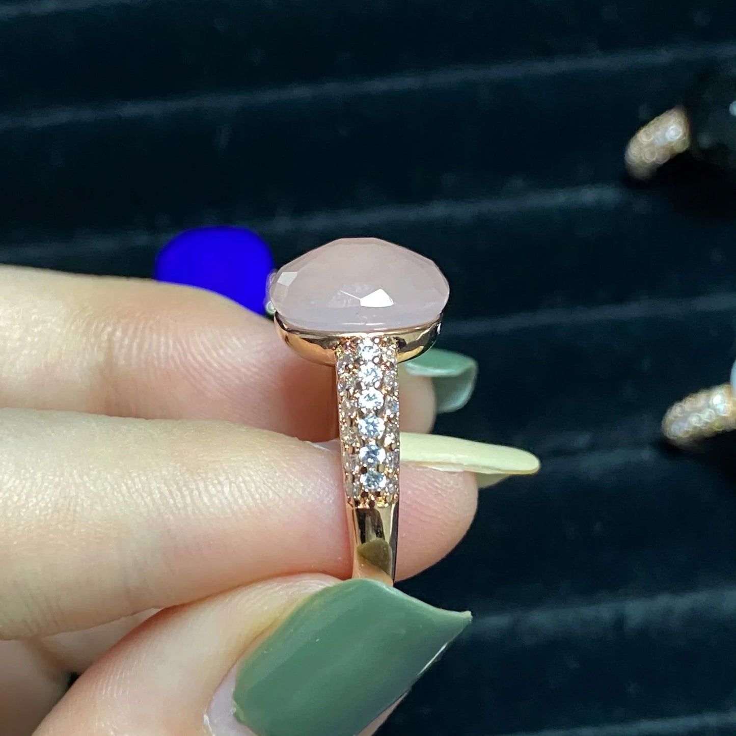 Original Design Pink Crystal Zircon Ring Candy Style Flat Ring for Women Wedding Party Fashion Jewelry Gift