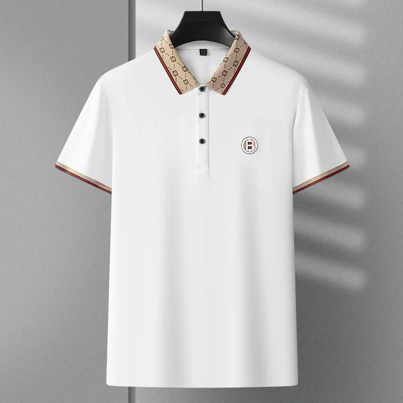2025 New Summer Men's Business Leisure High end Fashion Boutique Embroidery Original Design Top Short sleeved Polo Shirt