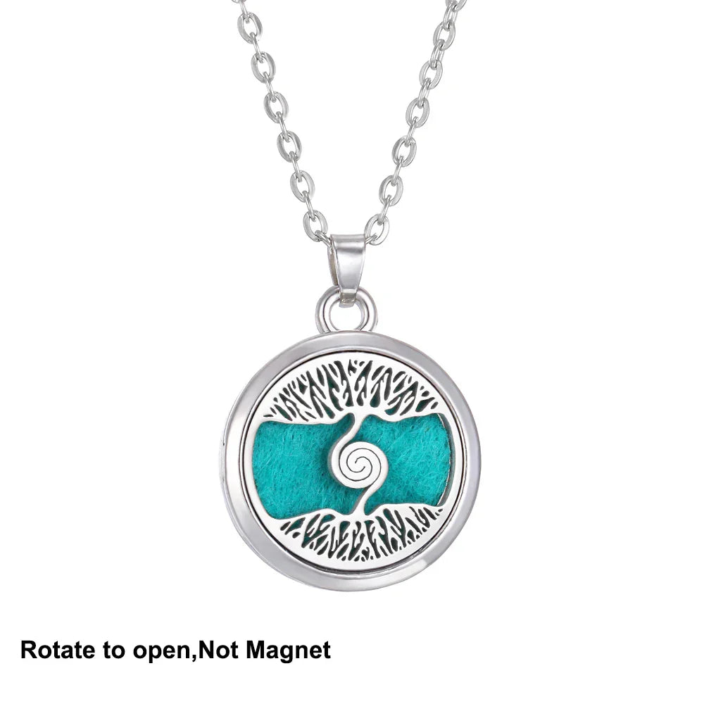 New Tree Of Life Aromatherapy Necklace Stainless Steel Essential Oil Diffuser Amulet Perfume Locket Pendant Women Jewelry Gift