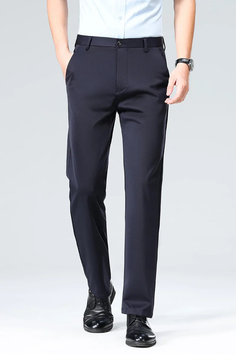 Mens Black Slim Fit Stretch Dress Pants Professional Office Trousers