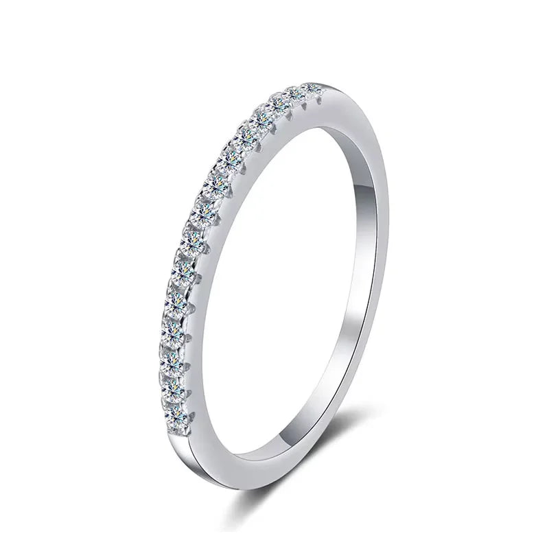 2mm D Color Moissanite Ring s925 Sterling Sliver Plated 18k White Gold Eternity Band Wedding Engagement Rings For Women