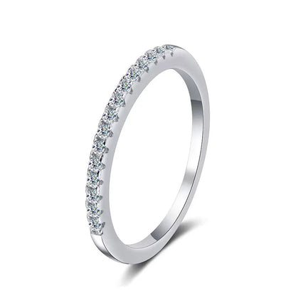 2mm D Color Moissanite Ring s925 Sterling Sliver Plated 18k White Gold Eternity Band Wedding Engagement Rings For Women