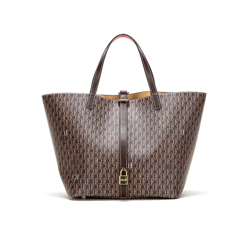 Classic Style Women's Large-capacity Handbag Letters Print Design Small Metal Accessories Exquisite Workmanship