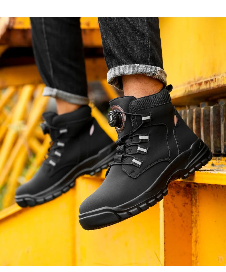 New Rotating Button Safety Shoes for Men Steel Toe Sneaker Non Slip Work Shoes Man Puncture Proof Protective Work Safety Boots