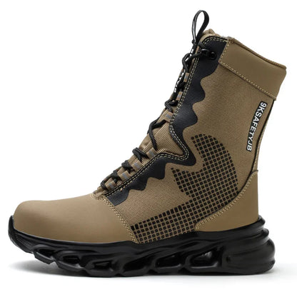 Safety Shoes Men Boots High Top Work Sneakers Steel Toe Anti-smash Puncture-Proof Work Boots Breathable Indestructible Shoes