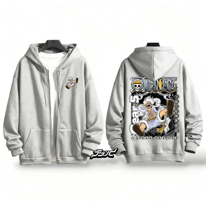 One Piece Gear 5 Luffy Anime Hooded Sweatshirt Men Women Zip Up Jacket Streetwear Casual Pullover Autumn Cartoon Graphic Hoodie