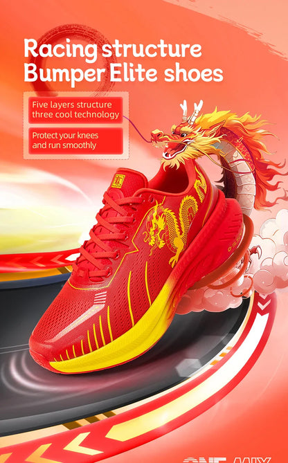 Tênis de Corrida ONEMIX Refletivo Vermelho Amortecedor Elite Aumento de Altura Tênis Esportivo para Caminhada ao Ar Livre Respirável em Mesh Masculino