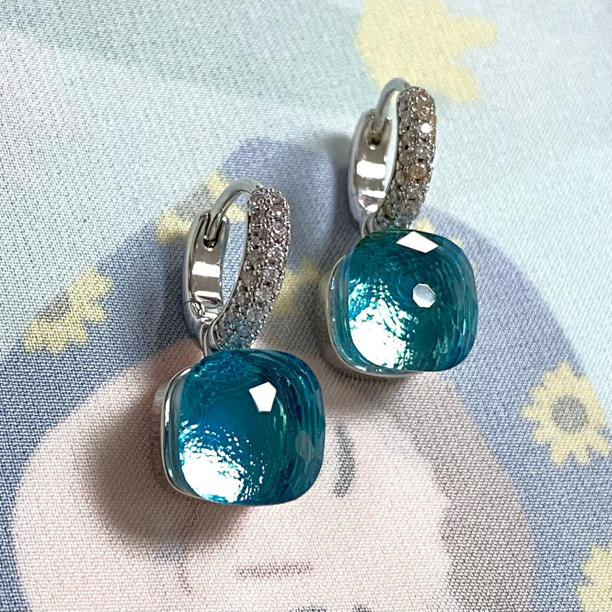 Classic Candy Color Earrings Inlay Transparent Zircon 27Colors Crystal Earrings Platinum Plated Fashion Jewelry For Women
