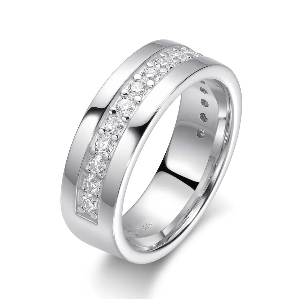 2mm Round Moissanite Eternity Band Ring GRA Certified Lab Moissanite s925 Sterling Silver Wedding Rings for Women Man