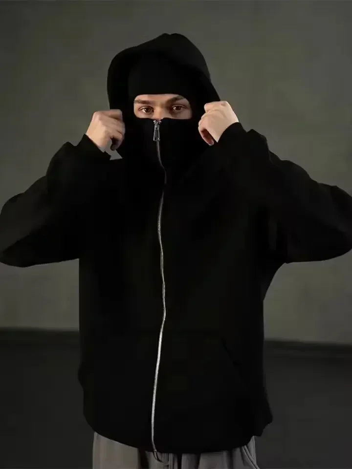 Autumn Men Balaclava Y2K Gothic Harajuku Winter New Item Double Hooded Sweatshirt Men's Hooded Mask Zipper Sportswear Women