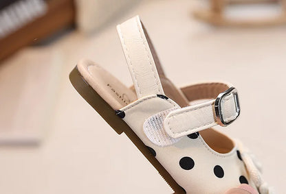2026  Spring Autumn New Baby Shoes Cute Polka Dot Bow Girls Hollow Children's School Student Loafer Flats