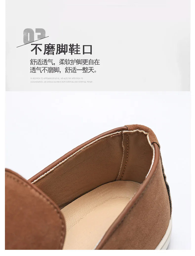 Men's Suede Leather Comfort Loafers, Flat Casual Slip-on Shoes, Fashion Suede Flats, Classic Round Toe Soft Leather Loafers 2026