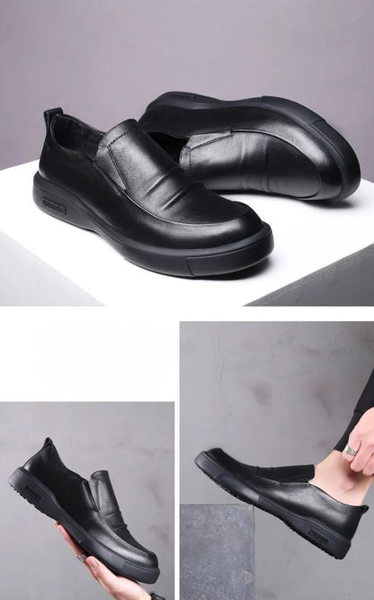 Social Shoe Male Spring Autumn Men's Formal Shoes Casual Business Cowhide 2025 Trend Black Official Cheap Clearance Footwear New