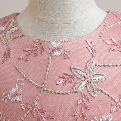 Summer Flower Bridesmaid Girls Dress Elegant Wedding Princess Party Kids Dresses For Girl Gala Bow Birthday Evening Prom Costume