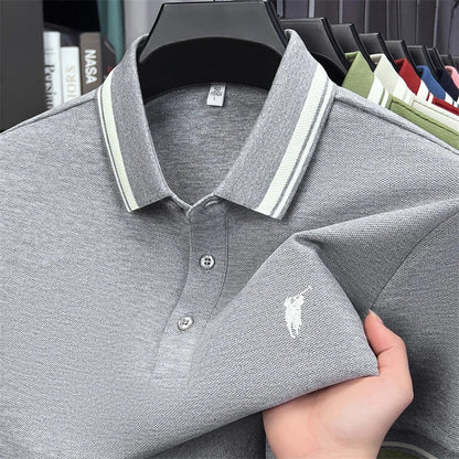 100% pure cotton short sleeve polo shirt high-end brand Paul Pony embroidered stripe summer luxurious breathable men's T-shirt