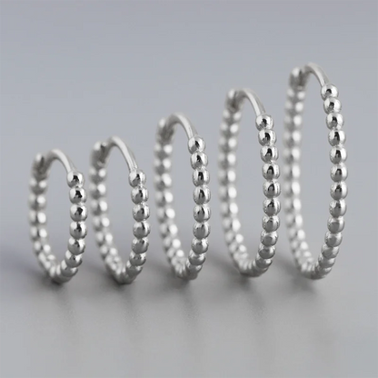 925 Sterling Silver Fashion Minimalist Beads Huggies Hoop Earrings for Women Trend Charm Ear Buckle Bohemian Jewelry Gift
