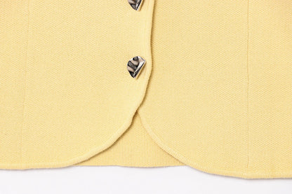 Vintage Casual Chic Yellow Women Cami Tops Solid Single Breasted Sleeveless Vest Fashion 2025 Spring Summer Holiday Tops