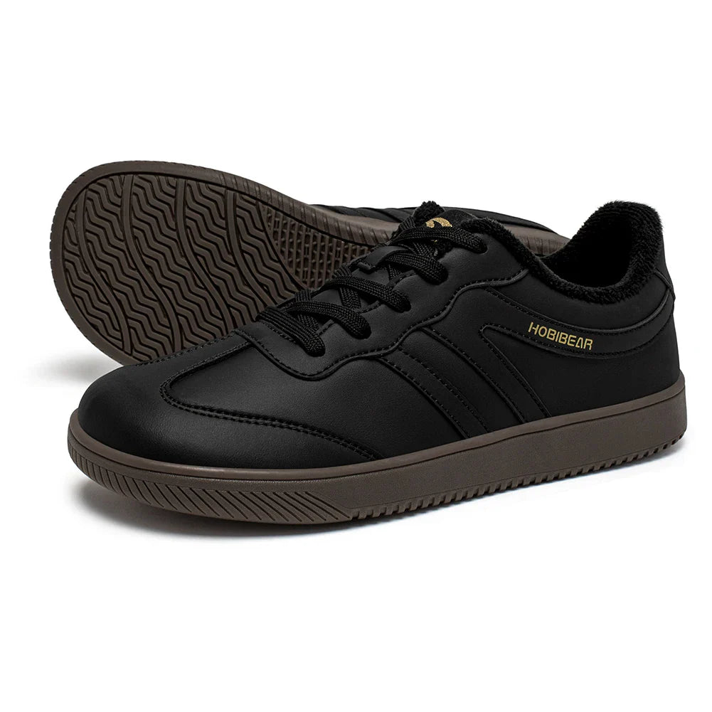 Wide Toe Shoes Unisex Artificial Leather Faux Fur Lined Sneakers Casual Retro Lace Up Shoes for Women Men