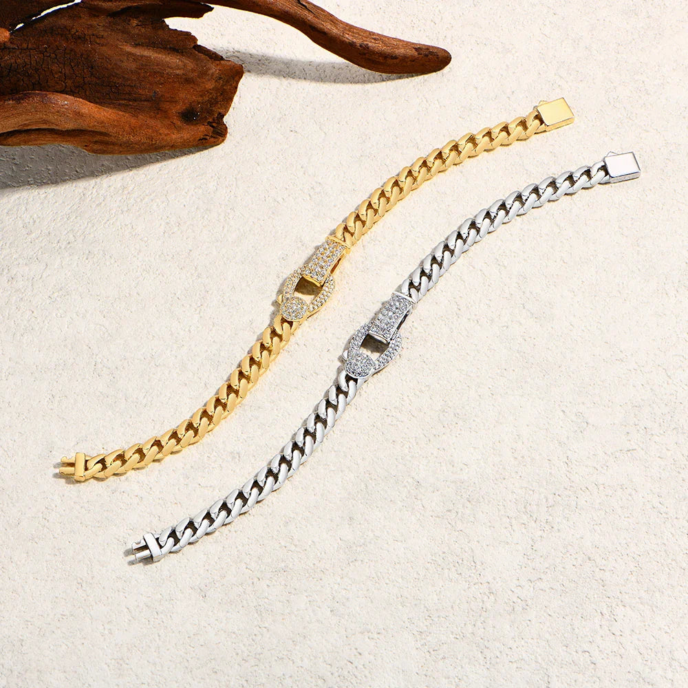 New Cuban Bracelets For Men D VVS1 Moissanite s925 Sterling Silver 18k Gold Plated Fashion Hip Hop Wrist Jewelry Gifts