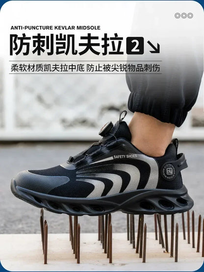 New Safetys Shoe Rotating Button Work Shoes Men Anti-smash Anti-puncture Shoes Fashion Men Sport Shoes Security Protective Boots