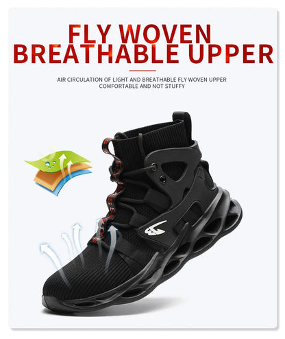 New Breathable Men Boots Anti-smash Work Sneakers Safety Shoes With Steel Toe Cap Indestructible Work Boots Hiking Shoes