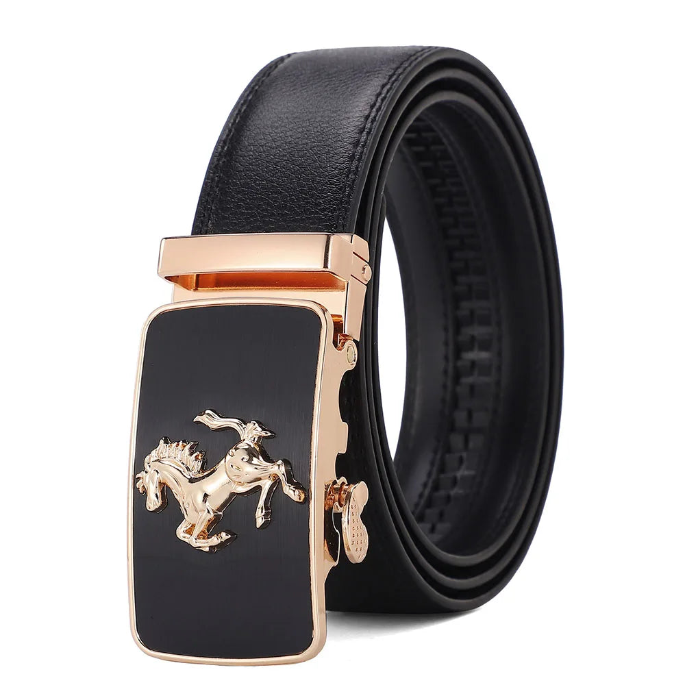 Automatic Buckle Men's Leather Belts Formal Eagle Horse Belt for Men Luxury Designer Brands Male Waist Strap Fashion Accessories