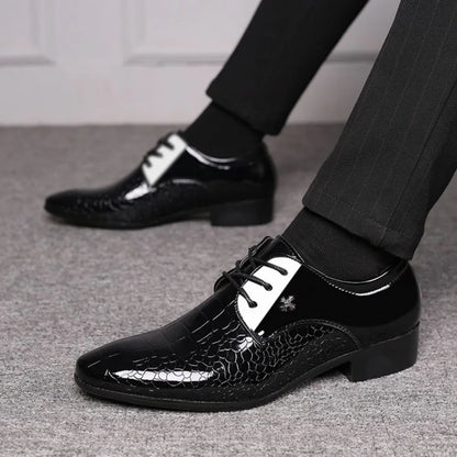 Men's Dress Shoes Cracked Stripe Classic Formal Business Oxford Shoes Casual Lace Up Mens Derbys Shoes