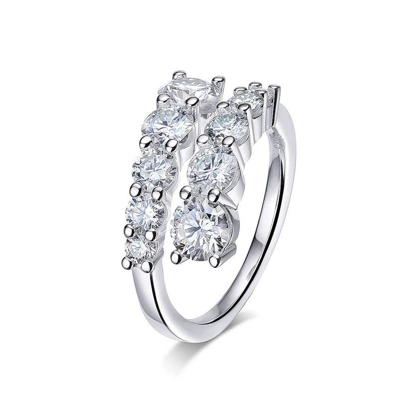 10 Gems Full Moissanite Rings for Women Sparkling Flawless Lab Created Diamond Wedding Band S925 Sterling Silver Jewelry