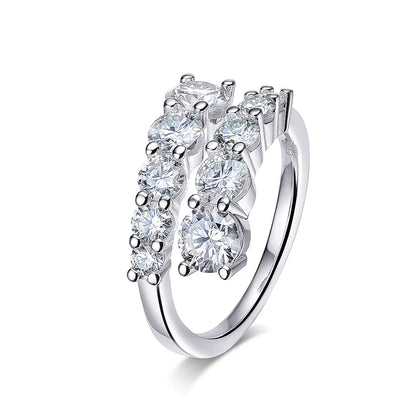 10 Gems Full Moissanite Rings for Women Sparkling Flawless Lab Created Diamond Wedding Band S925 Sterling Silver Jewelry
