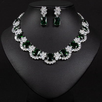Classic Water Drop Zircon Necklace for Women - Emerald, Elegant, Luxurious Accessory, Bridal Gift, Clothing Accessory for Women