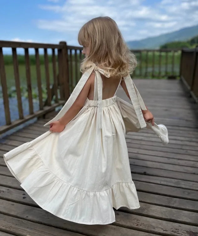 Long Slip Dress Princess Grils Children Spring Summer New Fashionable Comfortable Solid Simple All-matching Casual