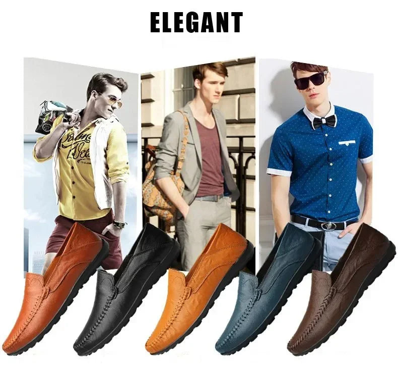 Genuine Leather Men Casual Shoes Luxury Brand Formal Men Loafers Moccasins Italian Breathable Slip on Male Boat Shoes Size 37-47