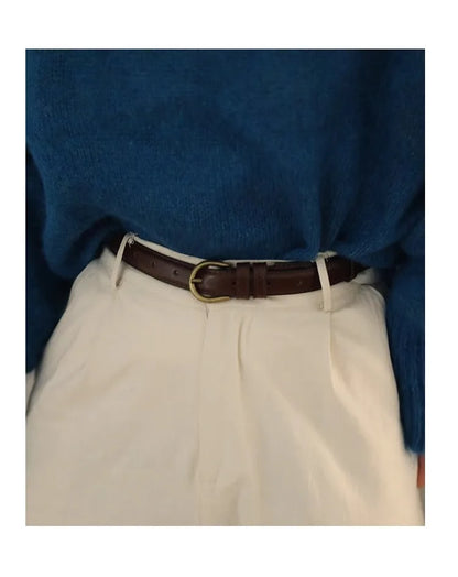 Small Leather Belt Ladies Jeans Belt Ladies 2024 New Belt Thin Retro Decorative Brown