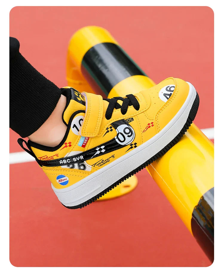 Cute girls and boys basketball shoes school activities children's casual shoes low-cut shoes autumn and winter new leather shoes