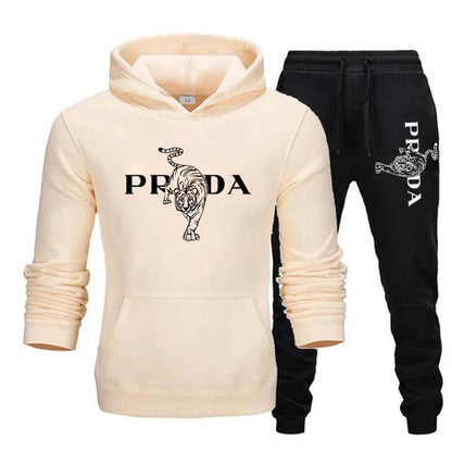 The men's outdoor fitness sweatshirt and pants set for autumn and winter includes a long-sleeved sports shirt and casual pants