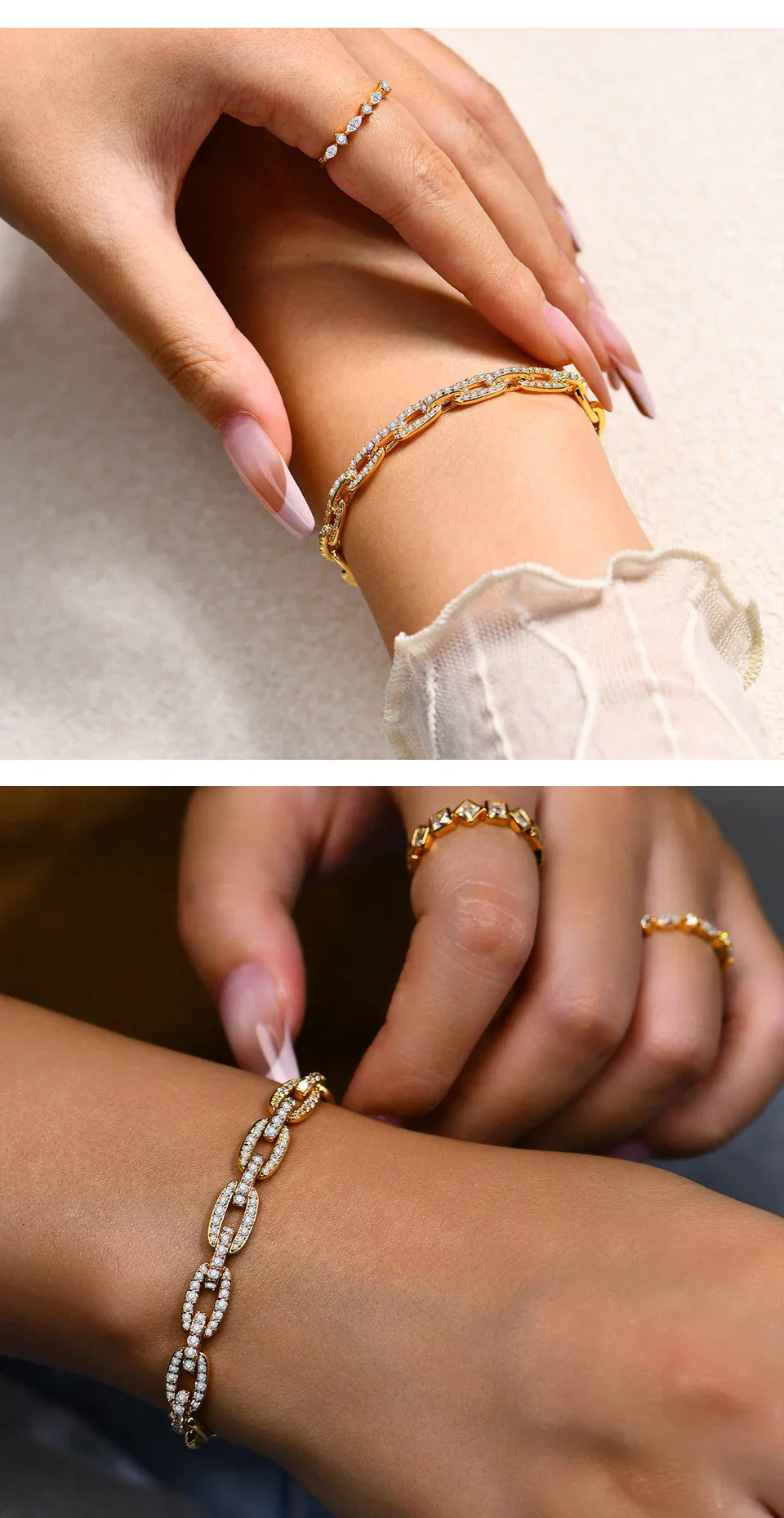 Luxurly Moissanite Diamond Bracelet for Women s925 Sterling Silver Yellow Gold Color Birthday Jewelry Gift Fine Jewelry