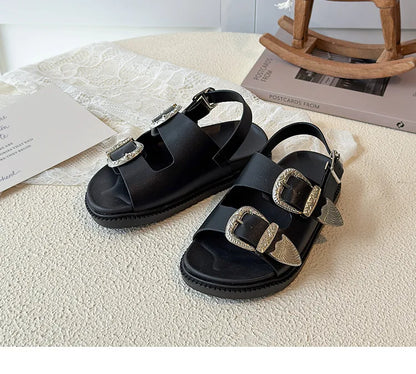 Children Sandals for Girls 2025 Summer New Fashion Korean Style Soft Bottom Anti-slippery Versatile Princess Outside Beach Shoes