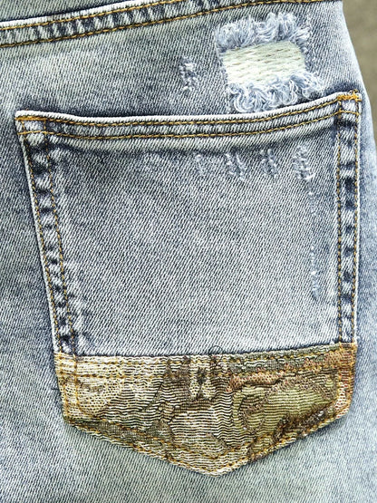2024 Spring and Autumn New Fashion Trend Printed Stretch Jeans Men Casual Slim Comfortable Breathable High-Quality Jeans 28-36