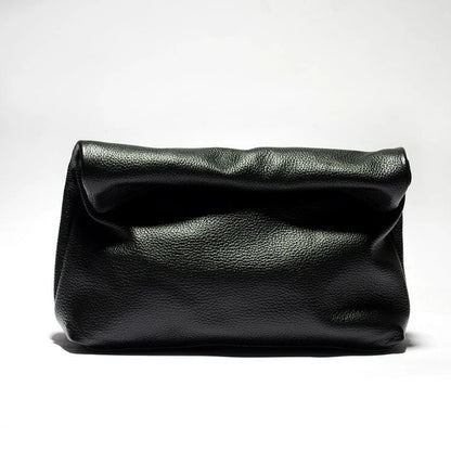 Leather Cowhide Handbag High Quality Leather Women's Foldable Designer Handbag Simple Magnet Handle Bags