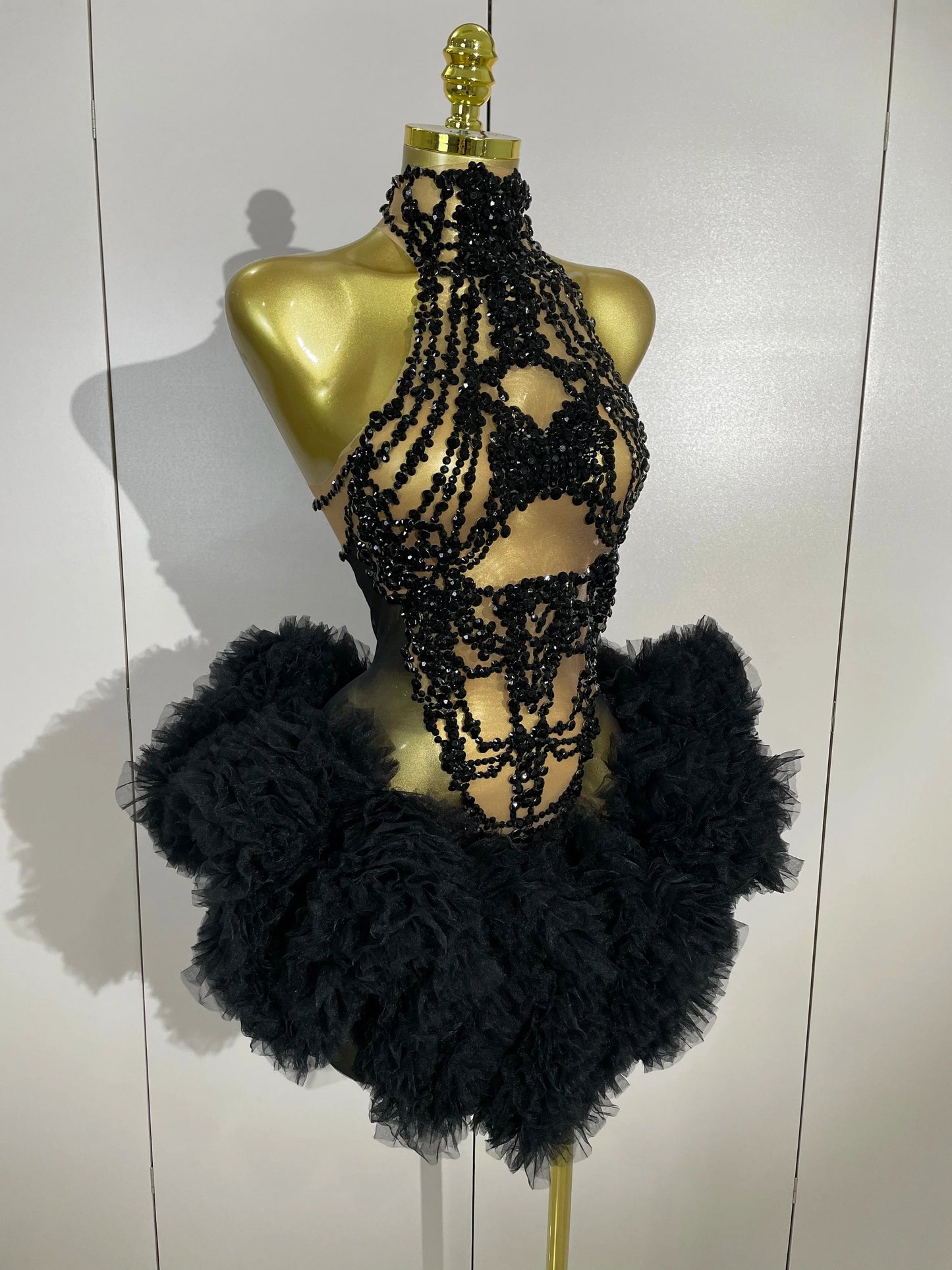 Mesh Sexy See Through Cocktail Mini Dress Women Eveing Luxury Birthday Party Singer Nightclub Show Stage Costume