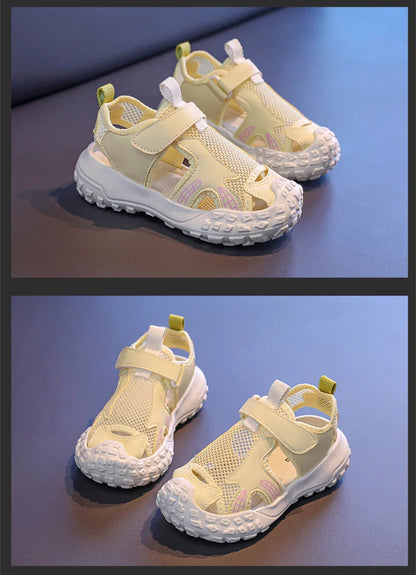 Children's sports sandals 2025new style summer girls' single mesh casual shoes anti-slip boys' closed-toe soft-soled beach shoes