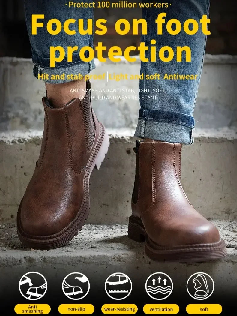 Anti Smashing Anti Piercing Steel Toe Boots Combat Anti Splashing Anti Slip Oil Wear Resistant Durable Labor Protection Shoes