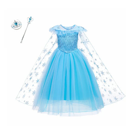 Girls Elsa Dresses Costume Clothes Kid Cosplay Princess Dress Snow Queen Vestido Children Birthday Parti Sukienki