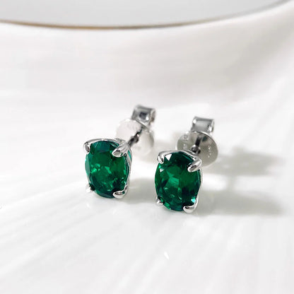 5*7mm Oval Cut Ruby Emerald Moissanite Stud Earrings Lab Grown For Women Man Unisex Gemstone Party 925 Silver Earring Gift