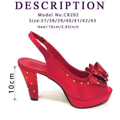 Shoes Matching Bag With Applique Mature African Ladies Super High Heels Sandals for Party Fashionable Italian Women