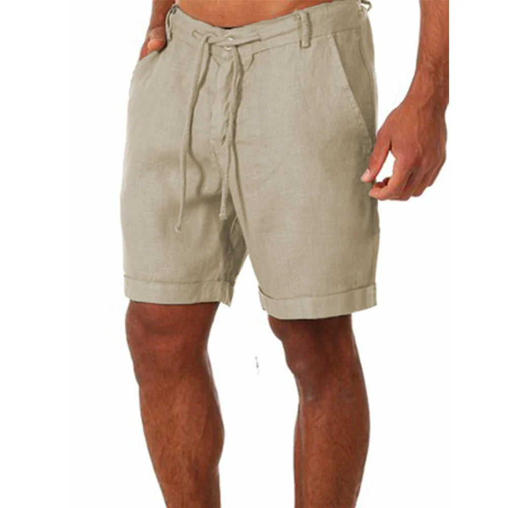 New Men's Cotton Linen shorts Pants Male Summer Breathable Solid Color Linen Trousers Fitness Streetwear S-4XL
