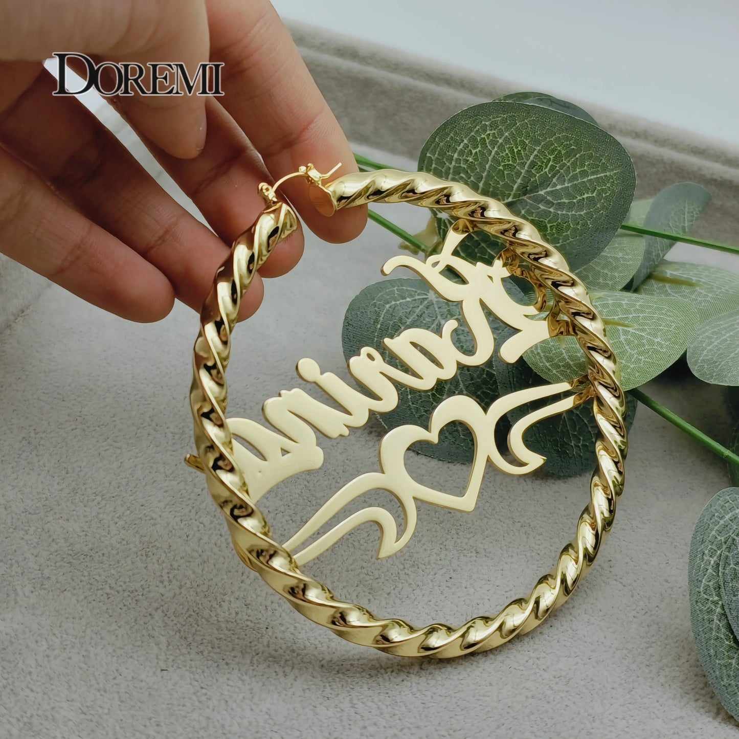 30/50/70/90MM Custom Name Earring Big Hoops Cat Character Stainless Hip Hop Style Earrings Custom Earrings for Women Gift