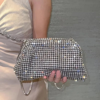 Luxury Glitter Cloud Bag Women's Handbag Crystal Shiny Rhinestones Diamond Evening Bag Wedding Party Clutch Purse Shoulder Bags